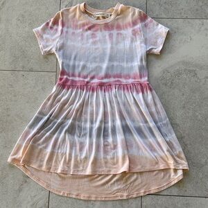 Fairwell Tie-Dye Pink Horizon Short Sleeve Dress sz 6